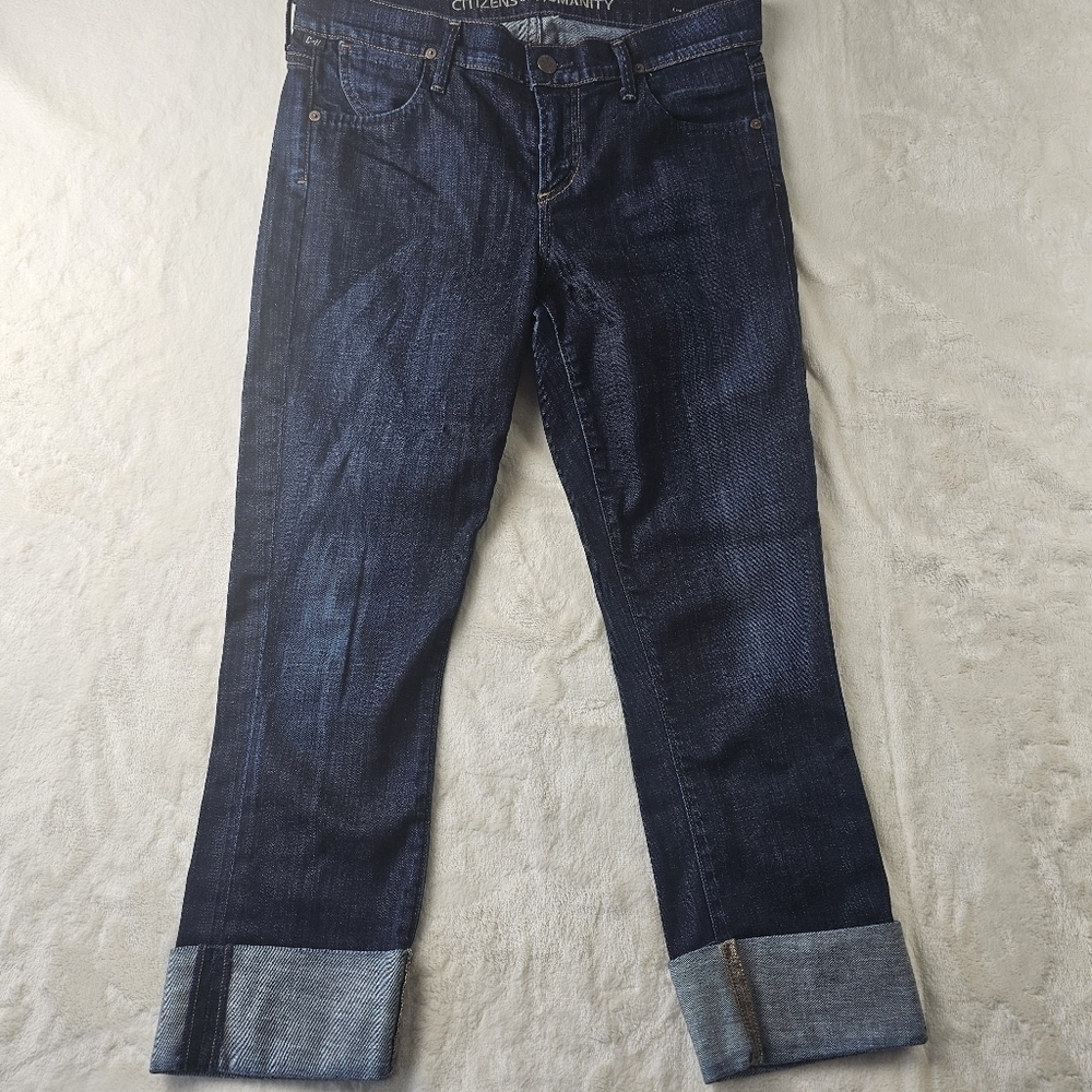 Citizens of humanity jeans womens 28 cropped straight leg dark blue